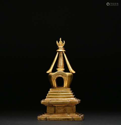 A gilt-bronze pagoda