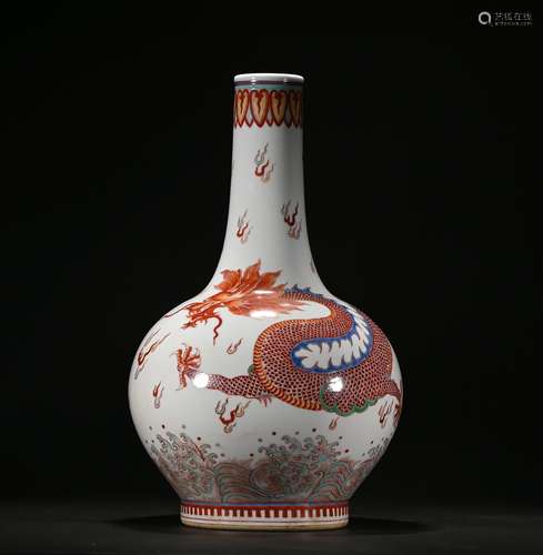 A allite red glazed bottle painting in gold