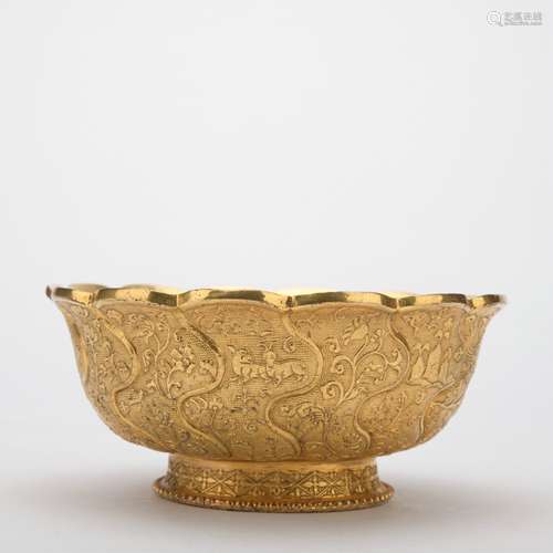 A gilt-bronze bowl