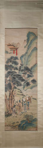 A Yu zhiding's landscape and figure painting