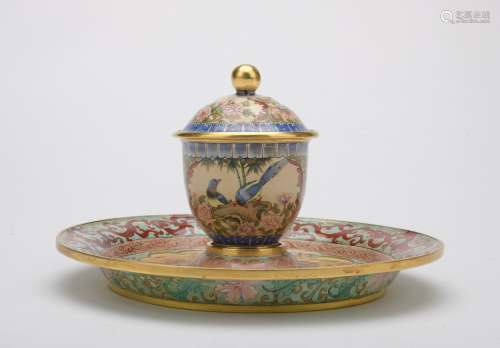 A enamel cup and plate
