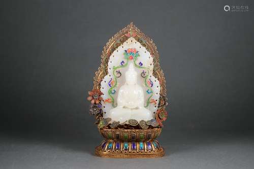 chinese hetian jade seated guanyin statue