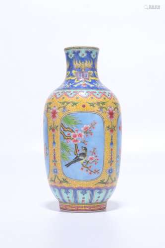 chinese famille rose porcelain lantern-shaped vase