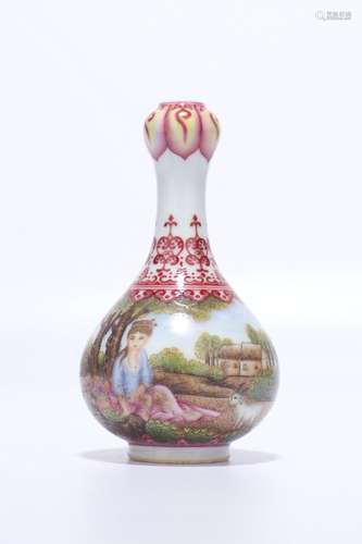 chinese famille rose porcelain garlic-head vase