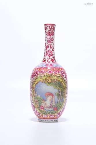 chinese famille rose porcelain bottle vase with foreigner pa...