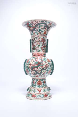 chinese sancai porcelain dragon pattern gu vase