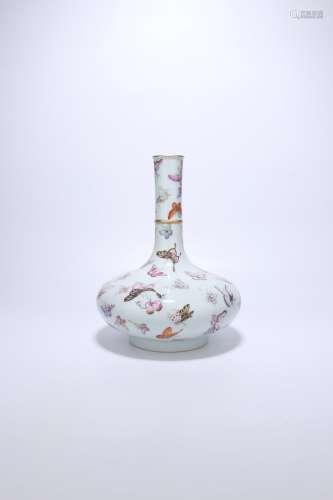 chinese famille rose porcelain vase with butterfly pattern