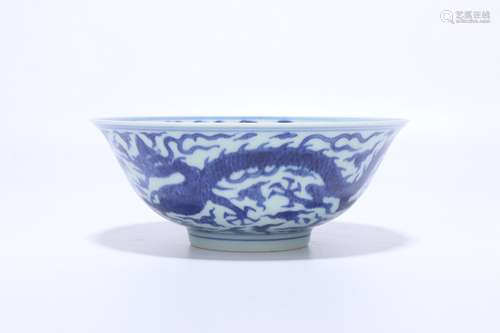 chinese blue and white porcelain dragon pattern bowl