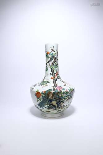 chinese famille rose porcelain peacock pattern vase