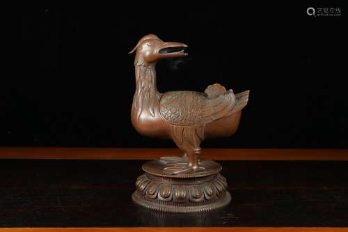 chinese bronze censer in shape of duck