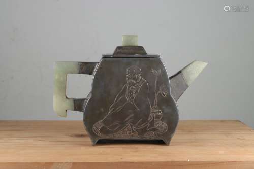 chinese zisha teapot with tin