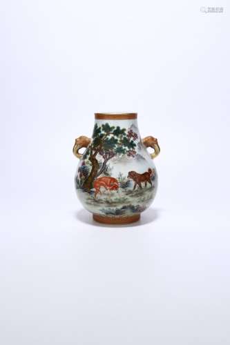 chinese famille rose porcelain binaural pot