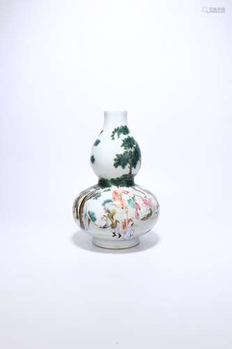 chinese famille rose porcelain double gourd vase