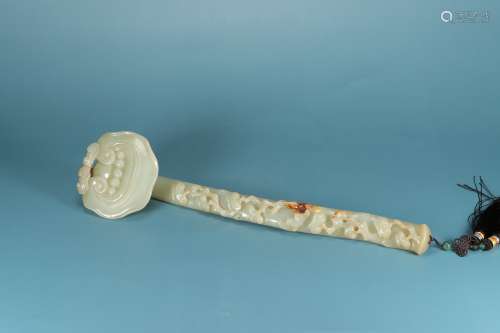 chinese hetian white jade ruyi scepter
