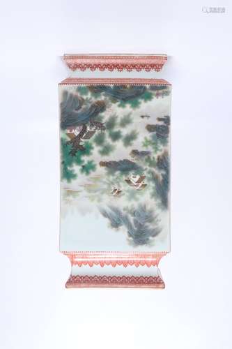 chinese famille rose porcelain square vase