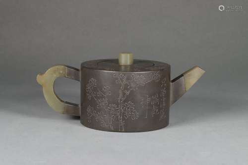 chinese zisha teapot with tin