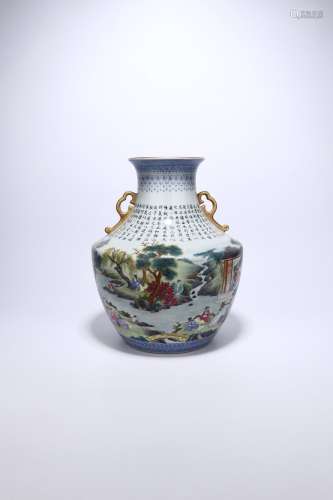 chinese famille rose porcelain binaural pot