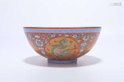 chinese famille rose porcelain dragon pattern bowl