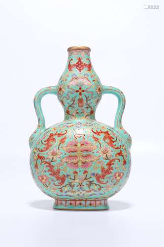 chinese famille rose porcelain double gourd vase