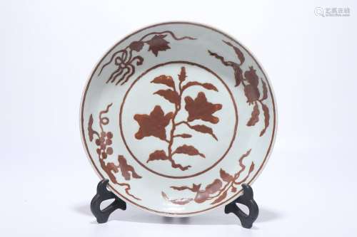 chinese underglaze red porcelain plate