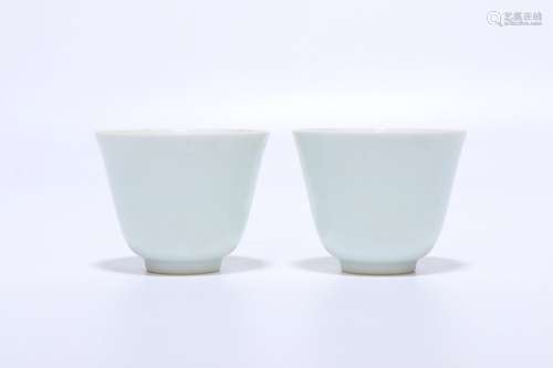 pair of chinese white glazed porcelain cups