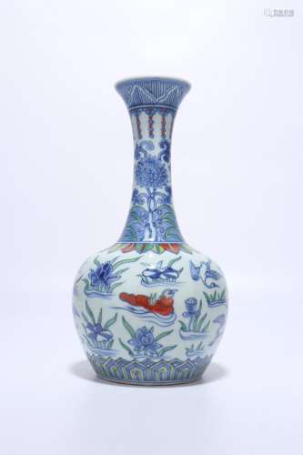 chinese blue and white doucai porcelain bottle vase