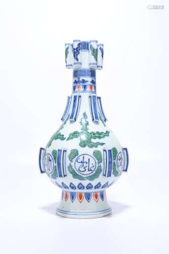 chinese blue and white doucai porcelain handled vase