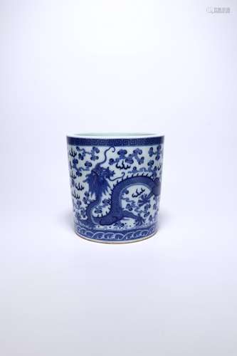 chinese blue and white porcelain dragon pattern brush pot