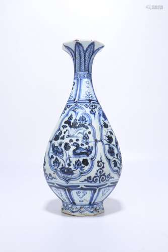 chinese blue and white porcelain pear shaped vase