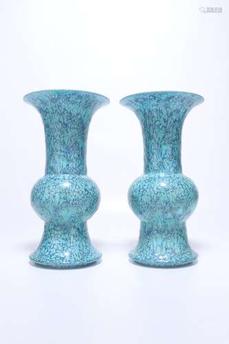 pair of chinese ru crystal glazed porcelain gu vases