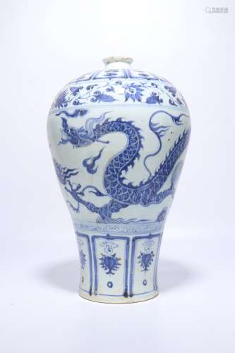 chinese blue and white porcelain dragon pattern meiping