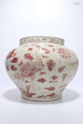 chinese underglaze red porcelain jar