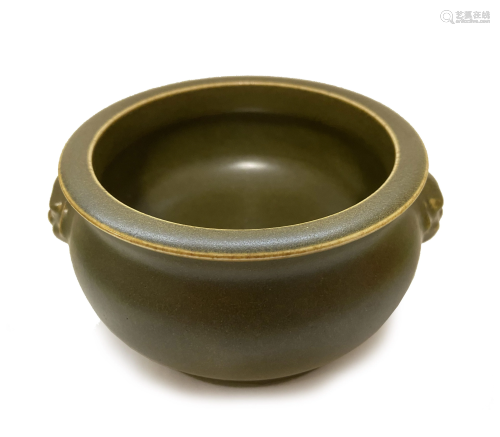 Teadust-Glazed Porcelain Censer, Qianlong Mark