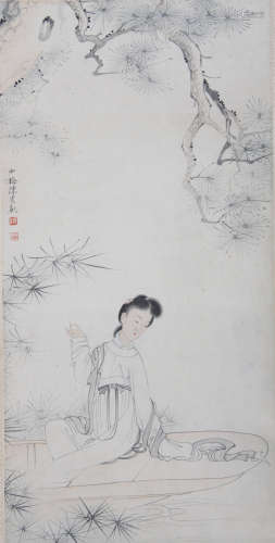 近現代 陳少梅 仕女 出版於《藝苑風采》p216  絹本