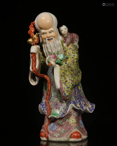 Famille Rose Porcelai Figure Of God of Longevity