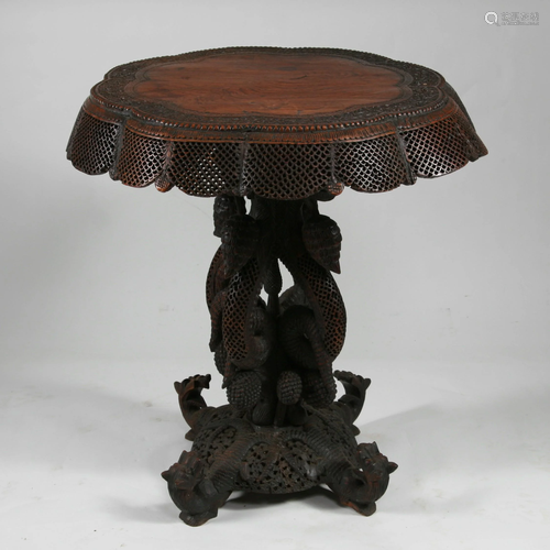 Anglo/Indian Burmese Hardwood Table, 19th C