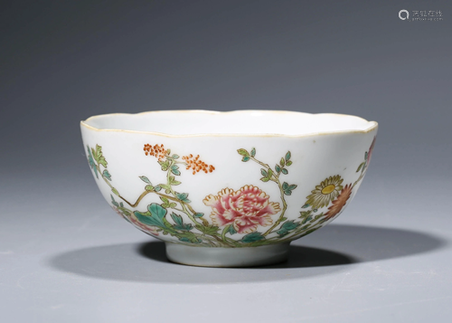 Famille Rose 'Flower' Porcelain Bowl With Mark