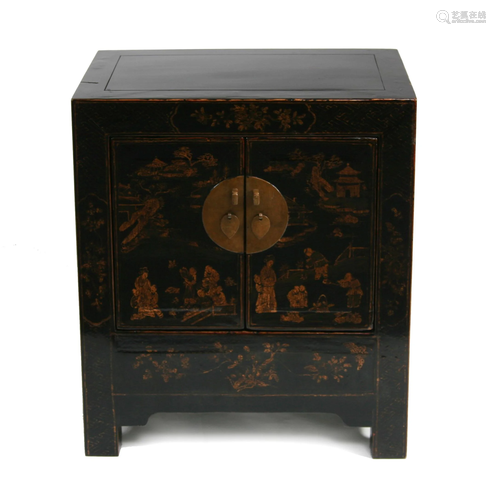 Gilt Painted Chinese Lacquer Cabinet, 19th C