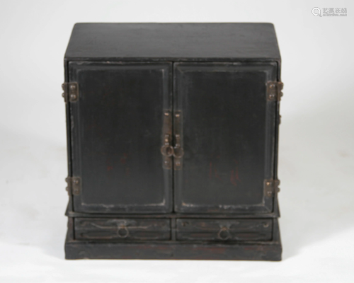 18th C. 2 Door Table Cabinet with Fine Metal Fittings