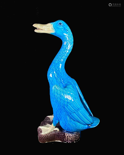 Turquoise Blue Glazed Prcelain Duck