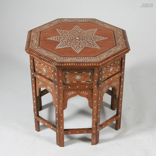 Indian Bone Inlaid Side Table, Late 19th/Early 20t