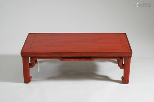 Chinese Red Lacquer Kang Table, 19th C