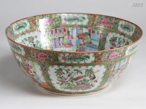 Large Rose Medallion Punch Bowl, 19th C