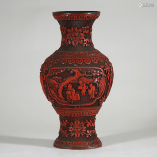 Chinese Red Cinnabar Vessel, 19th Century