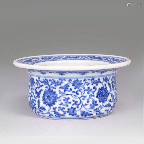 Blue And White 'Lotus' Porcelain Basin, Qianlong Mark