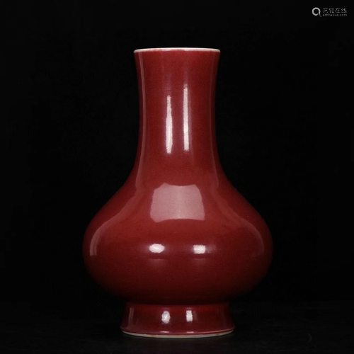 Oxblood Red-Glazed Porcelain Vase, Kangxi Mark