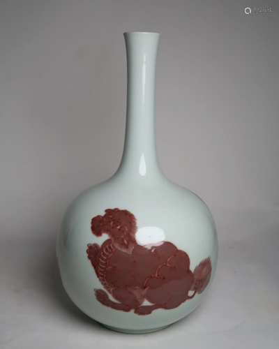 Underglazed Red Long Neck Porcelain Vase