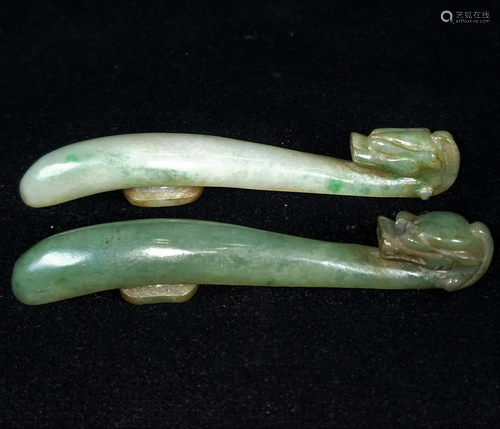 Pair of Jadeite Dragon Belt Hook