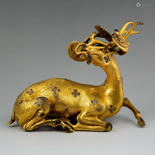 Gilt Bronze Deer Figure Ornament