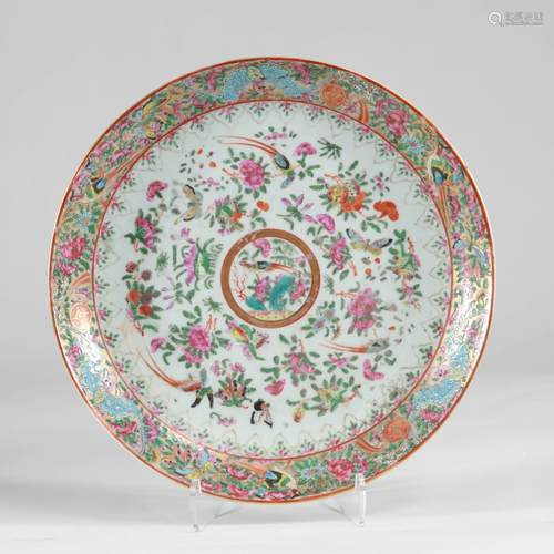 Finely Painted Rose Canton Charger, 19th Century